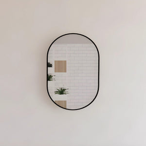 RIVA FRAMED OVAL MIRROR WALL MOUNTED BLACK 900X600MM