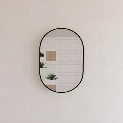 RIVA FRAMED OVAL MIRROR WALL MOUNTED BLACK 900X600MM