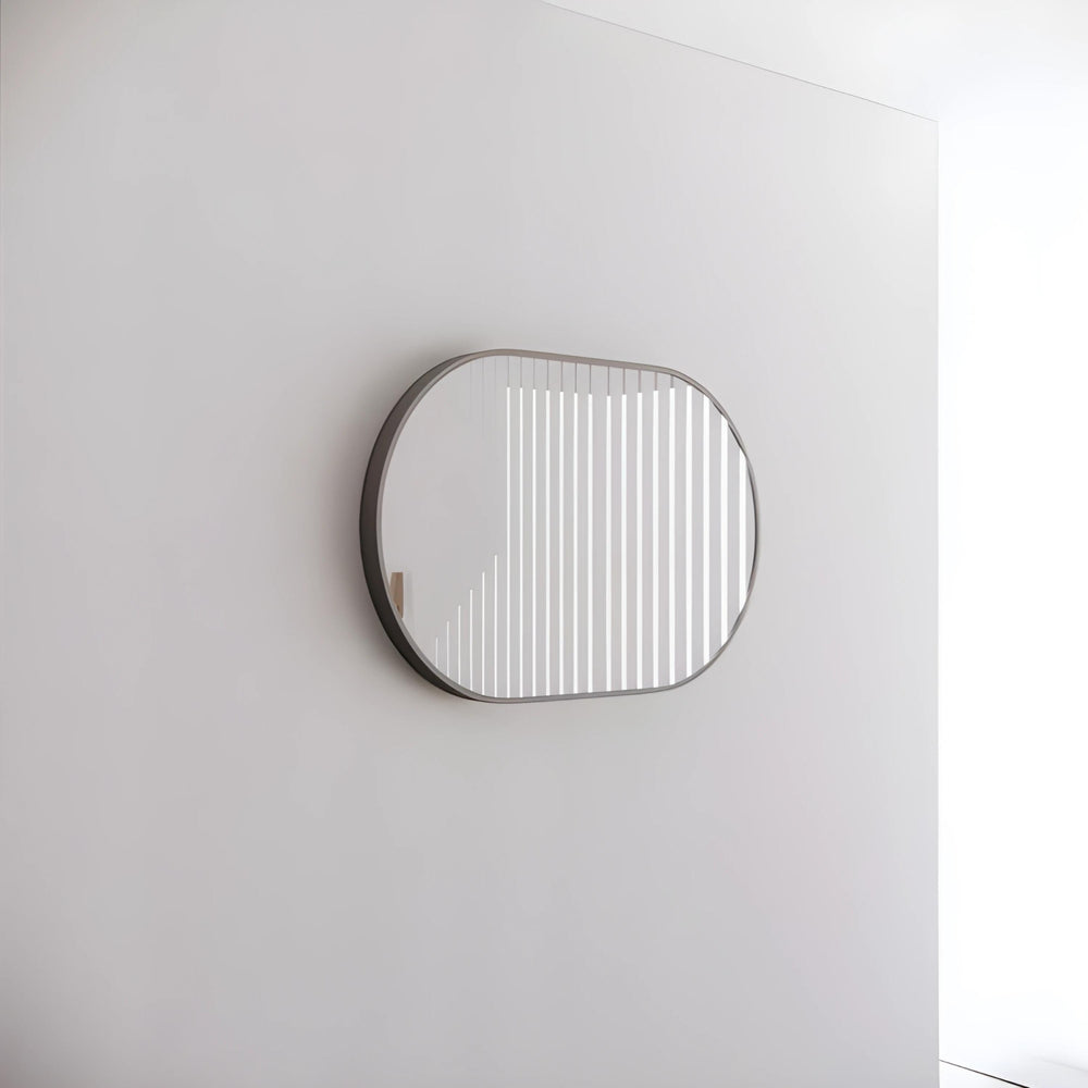 RIVA FRAMED OVAL MIRROR WALL MOUNTED BRUSHED NICKEL 900X600MM