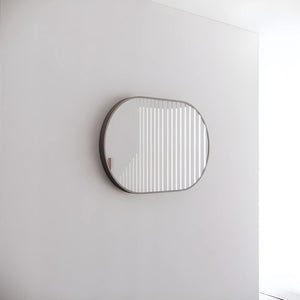 RIVA FRAMED OVAL MIRROR WALL MOUNTED BRUSHED NICKEL 900X600MM