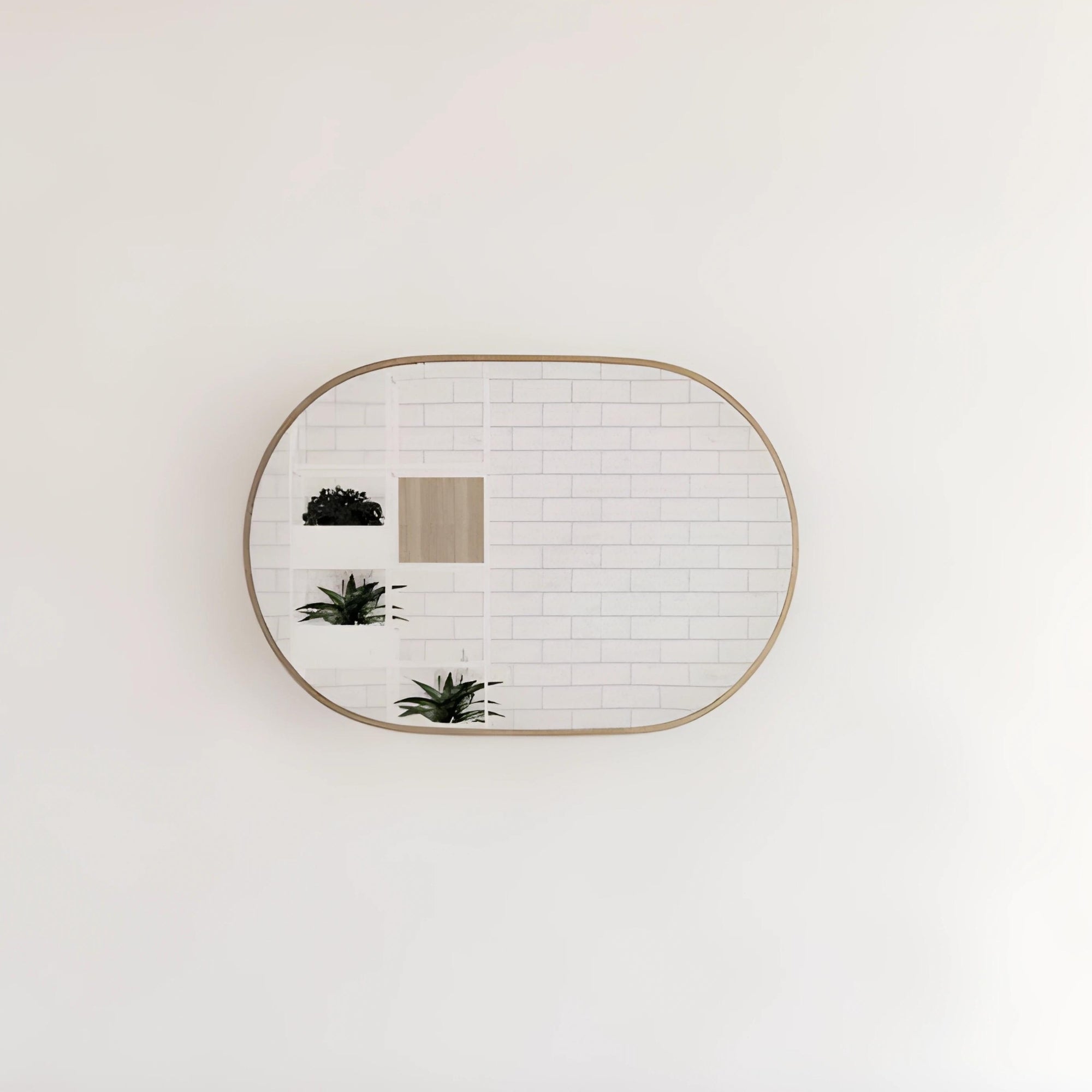 RIVA FRAMED OVAL MIRROR WALL MOUNTED GOLD 900X600MM