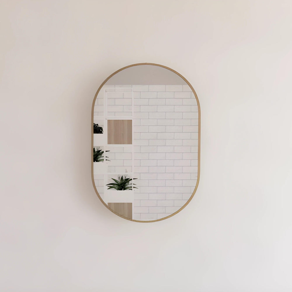RIVA FRAMED OVAL MIRROR WALL MOUNTED GOLD 900X600MM