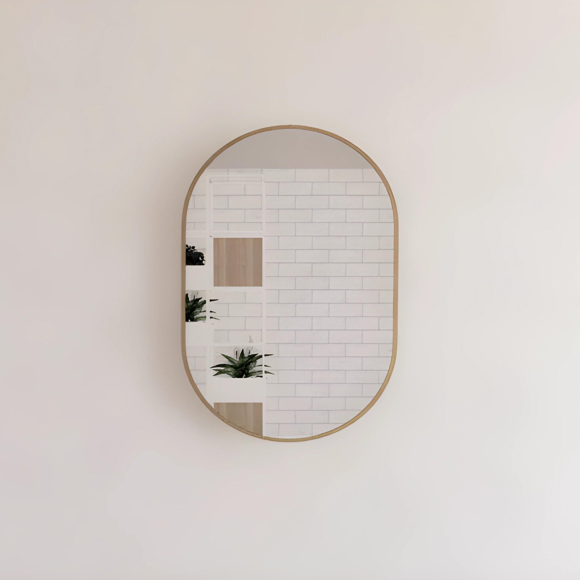 RIVA FRAMED OVAL MIRROR WALL MOUNTED GOLD 900X600MM