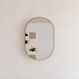 RIVA FRAMED OVAL MIRROR WALL MOUNTED GOLD 900X600MM