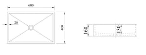 VEROTTI METROPOLITAN ABOVE COUNTER CONCRETE BASIN MATTE GREY 600MM