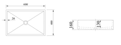 VEROTTI METROPOLITAN ABOVE COUNTER CONCRETE BASIN MATTE GREY 600MM