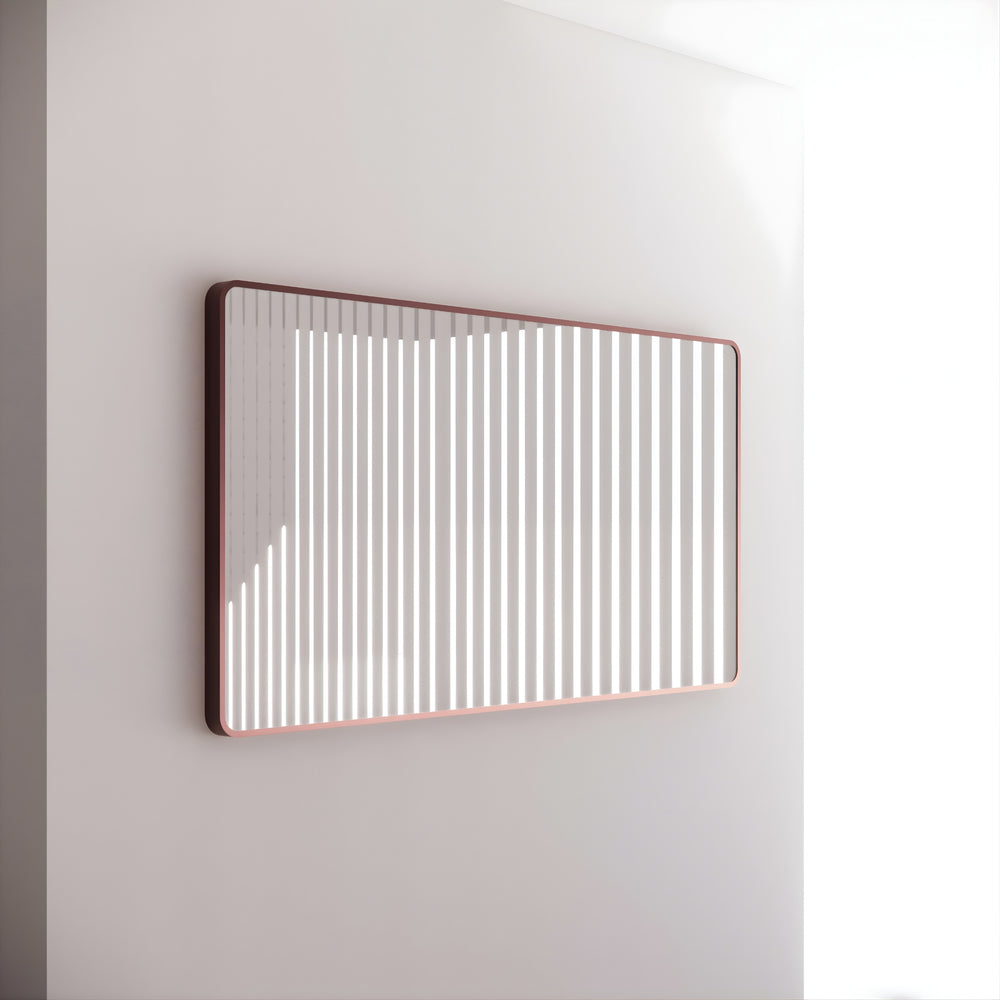 RIVA FRAMED MIRROR RECTANGLE WALL MOUNTED BRUSHED COPPER 1500X800MM