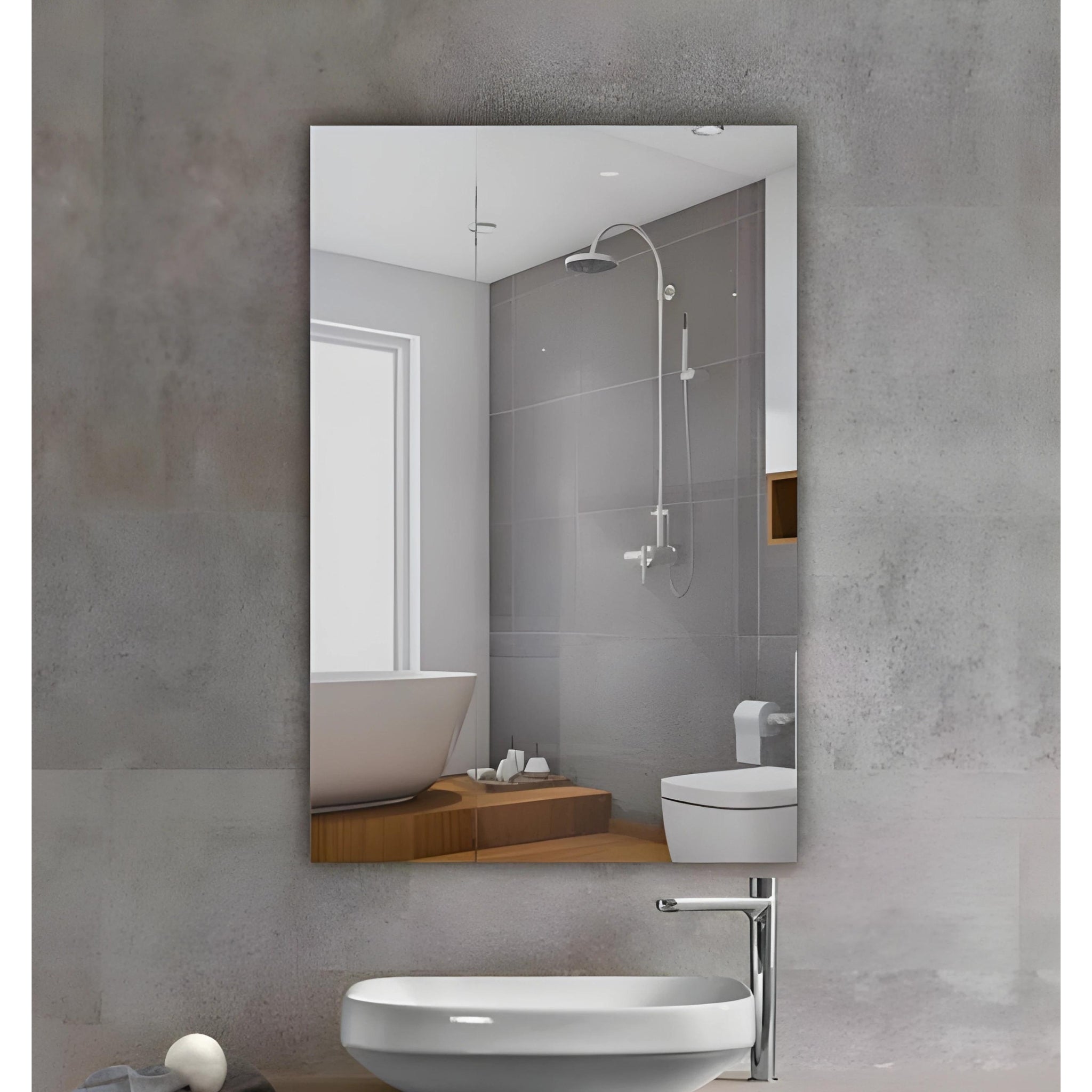 RIVA FRAMELESS PENCIL EDGE RECTANGULAR MIRROR WALL MOUNTED 750X900MM