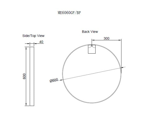 RIVA FRAMED ROUND MIRROR WALL MOUNTED BRUSHED NICKEL 600X600MM