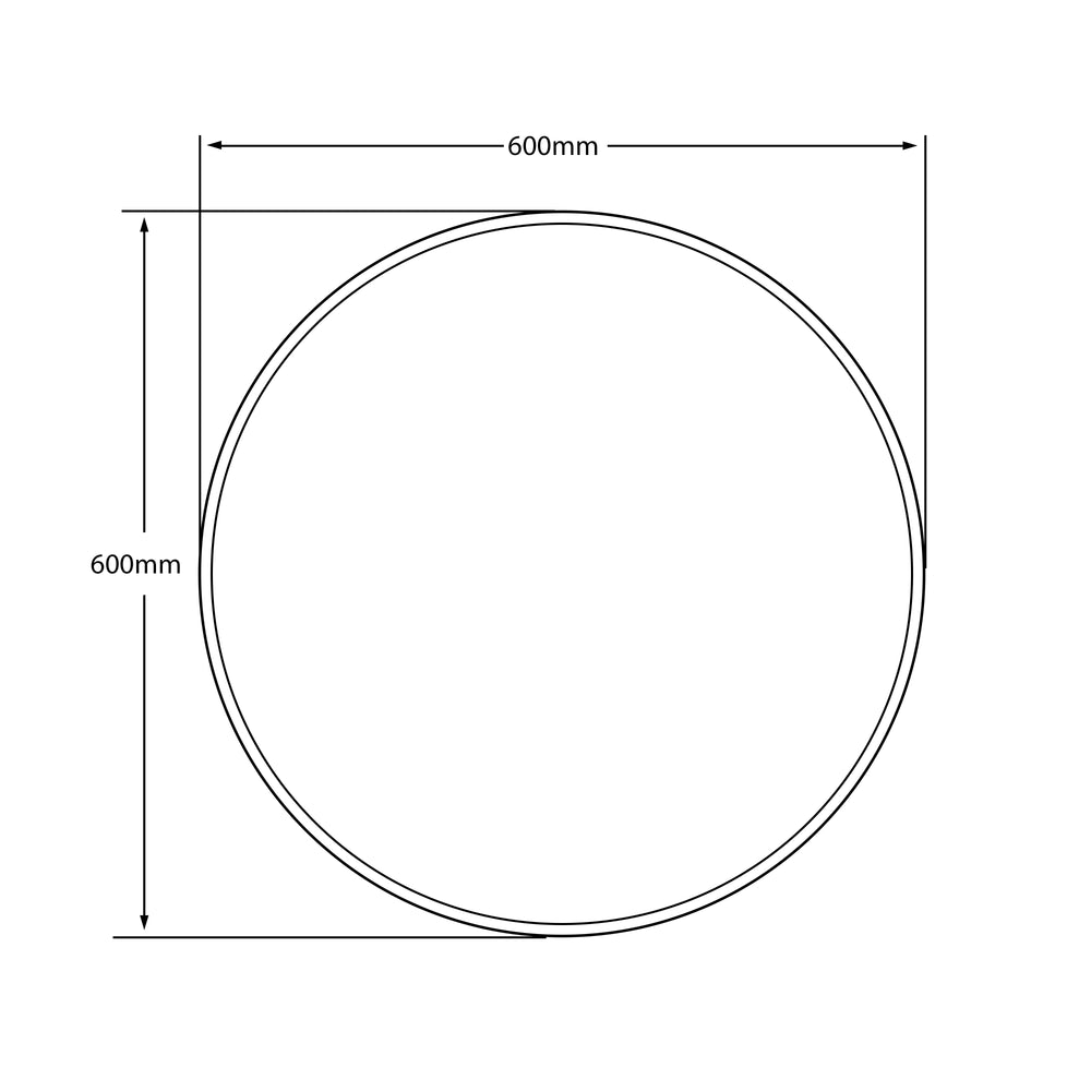 RIVA FRAMELESS BEVEL EDGE ROUND MIRROR WALL MOUNTED 600X600MM