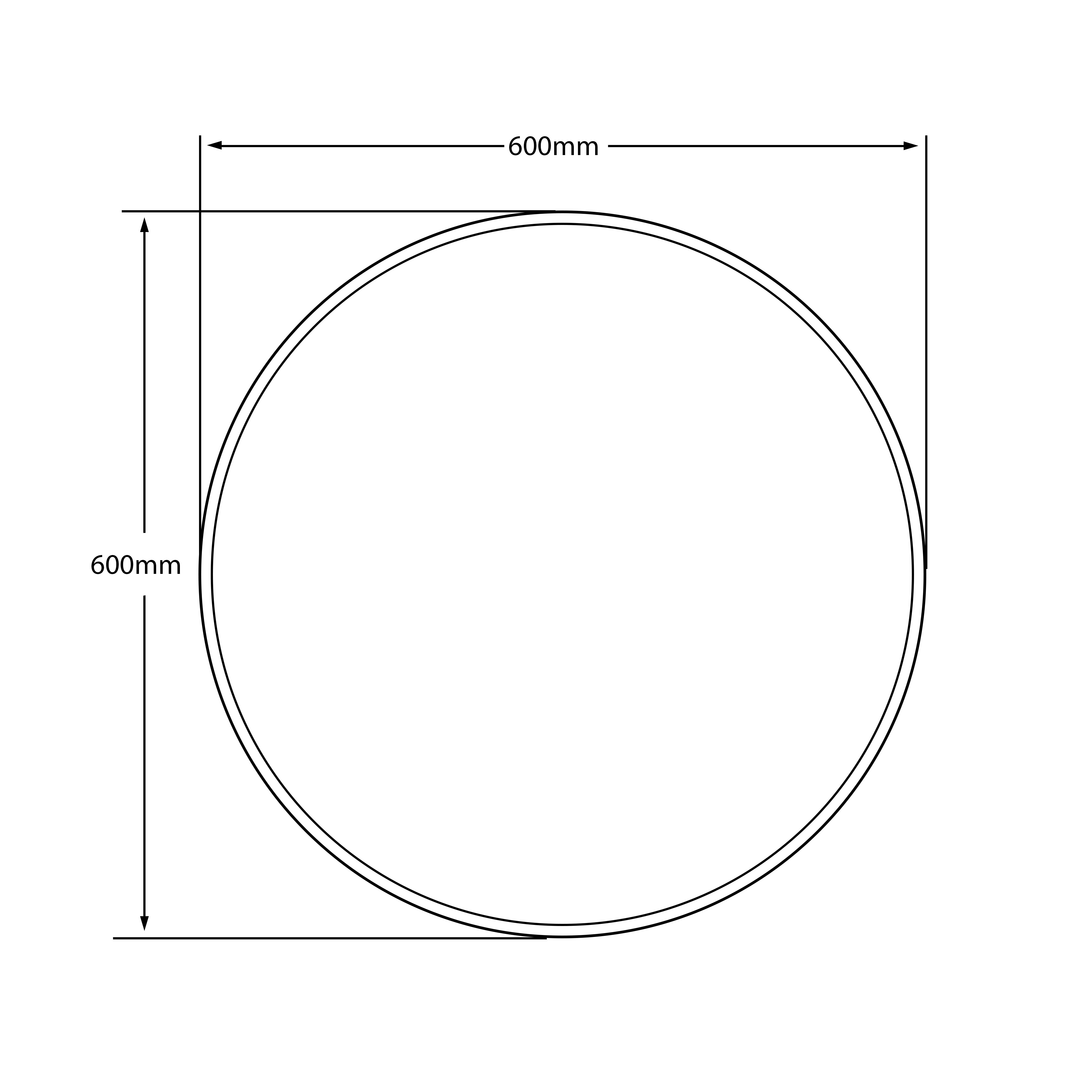 RIVA FRAMELESS BEVEL EDGE ROUND MIRROR WALL MOUNTED 600X600MM