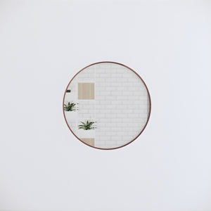 RIVA FRAMED ROUND MIRROR WALL MOUNTED BRUSHED COPPER 600X600MM