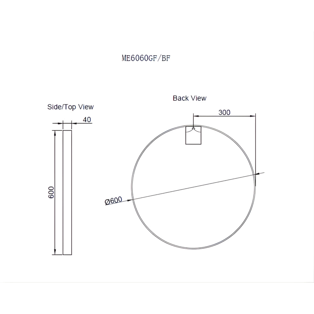 RIVA FRAMED ROUND MIRROR WALL MOUNTED BRUSHED COPPER 600X600MM
