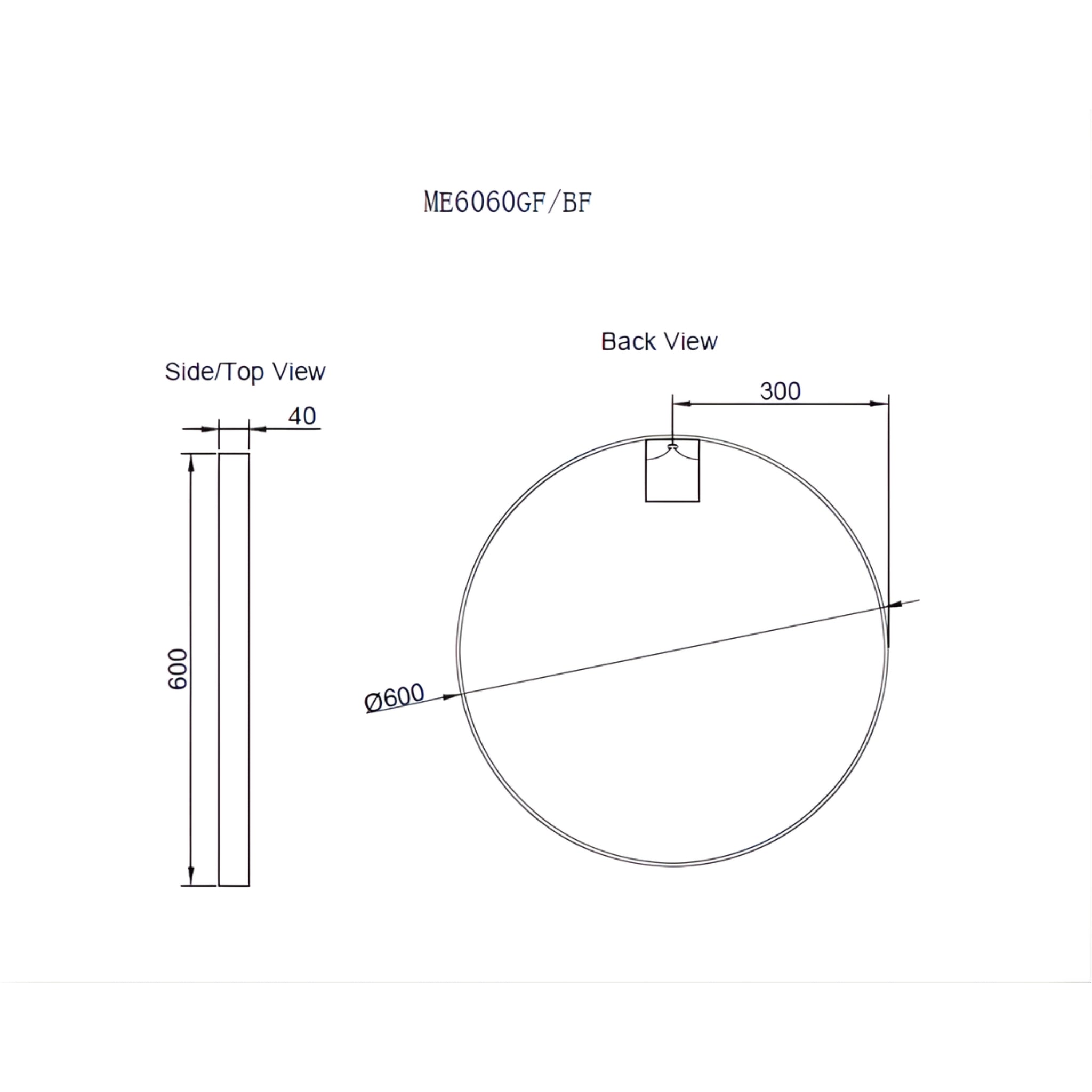 RIVA FRAMED ROUND MIRROR WALL MOUNTED BRUSHED COPPER 600X600MM
