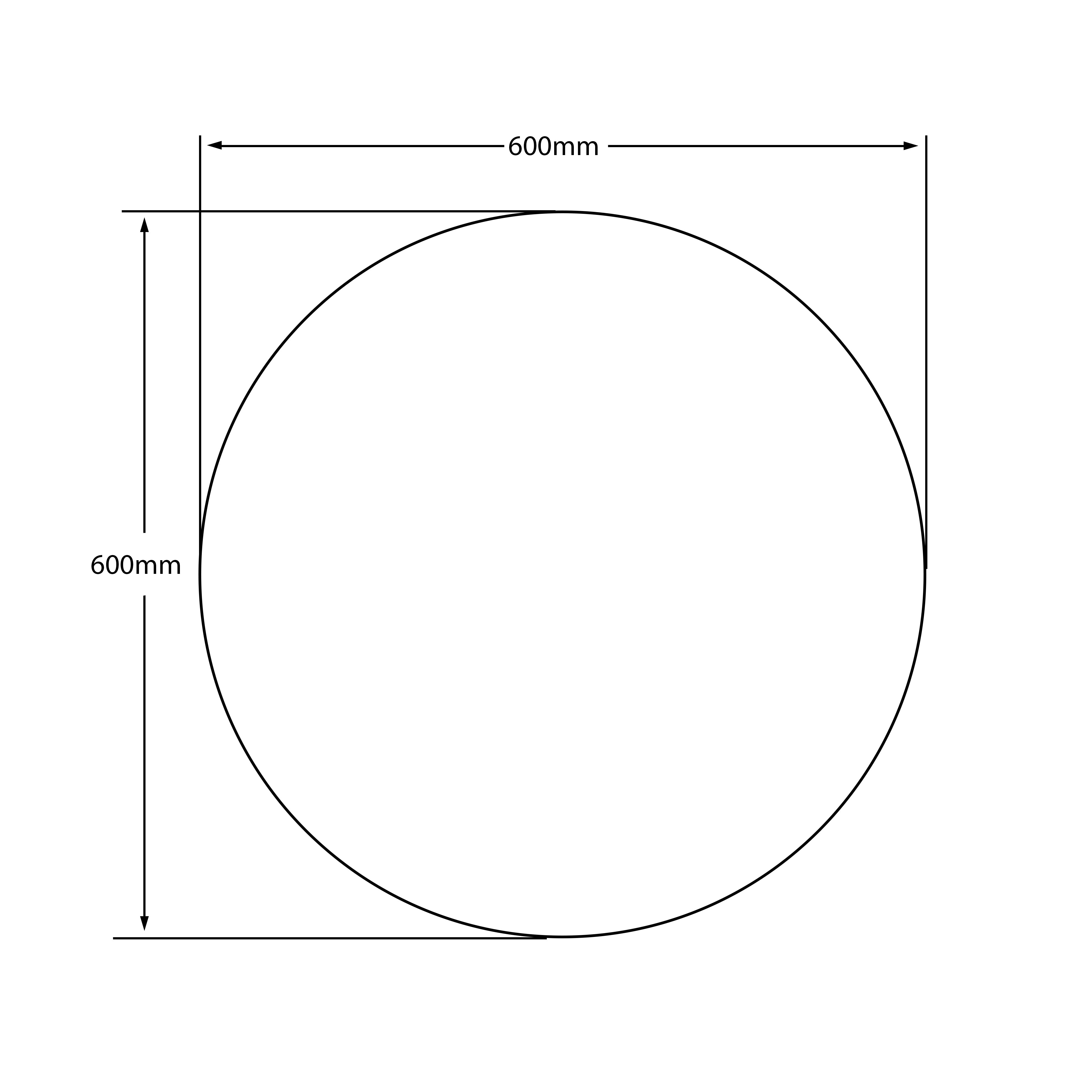 RIVA FRAMELESS PENCIL EDGE ROUND MIRROR WALL MOUNTED 600X600MM