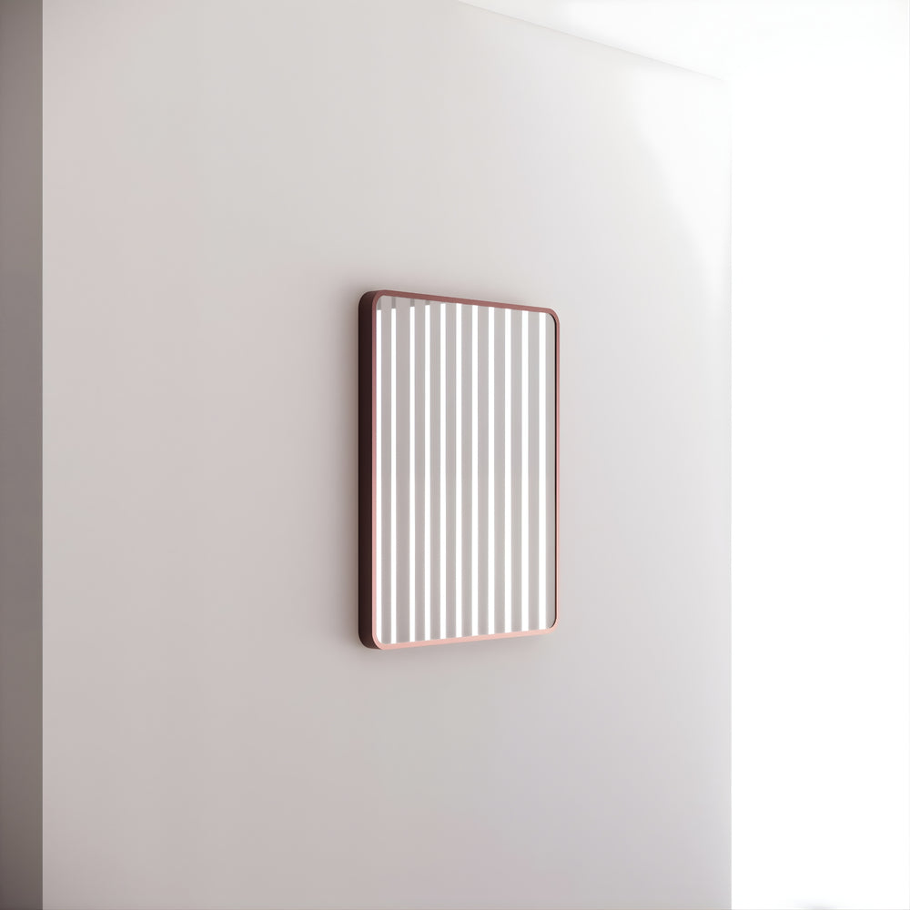 RIVA FRAMED MIRROR RECTANGLE WALL MOUNTED BRUSHED COPPER 750X600MM