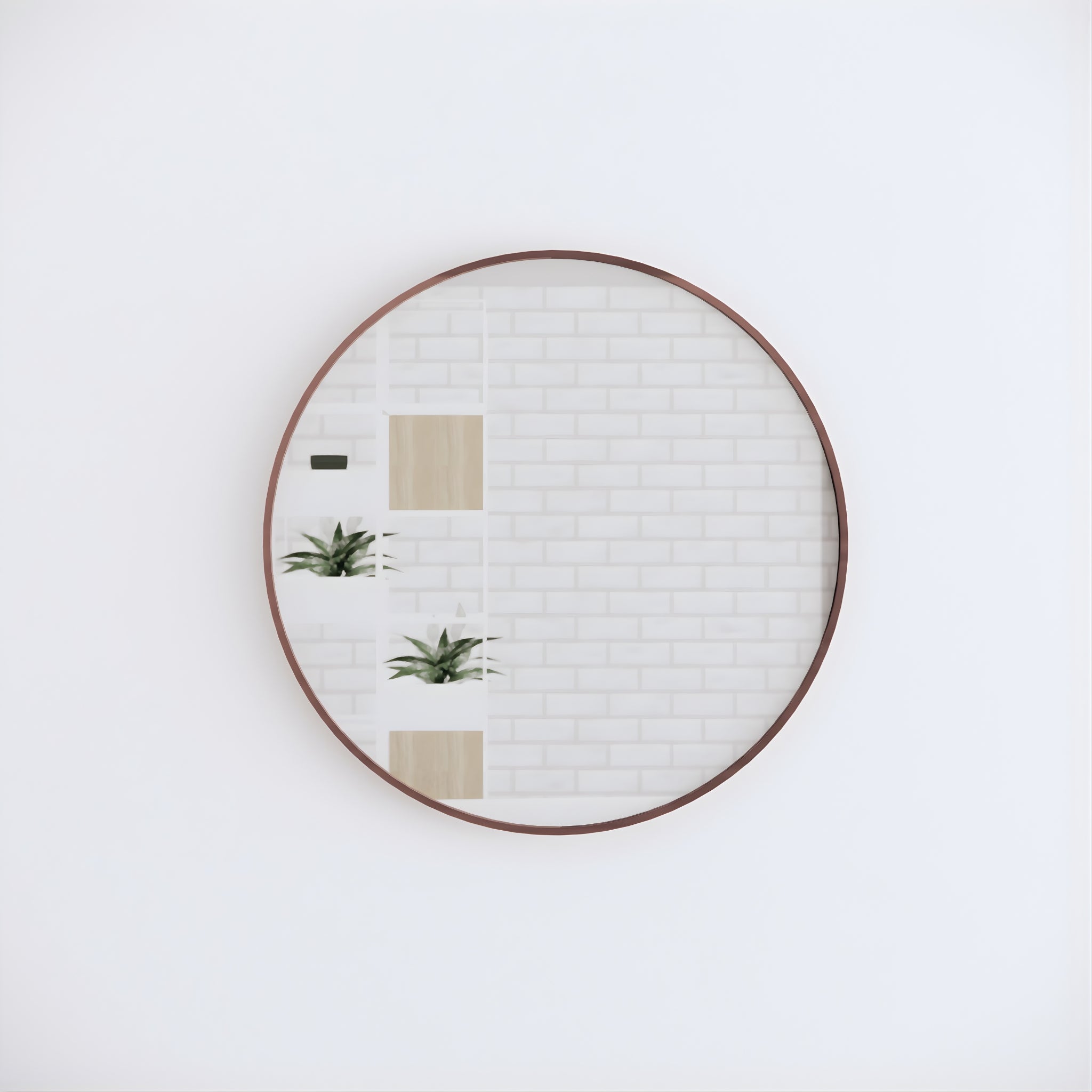 RIVA FRAMED ROUND MIRROR WALL MOUNTED BRUSHED COPPER 800X800MM