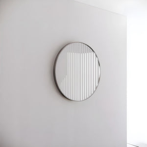 RIVA FRAMED ROUND MIRROR WALL MOUNTED BRUSHED NICKEL 600X600MM