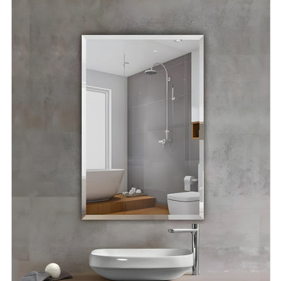 RIVA FRAMELESS BEVEL EDGE RECTANGULAR MIRROR WALL MOUNTED 750X900MM
