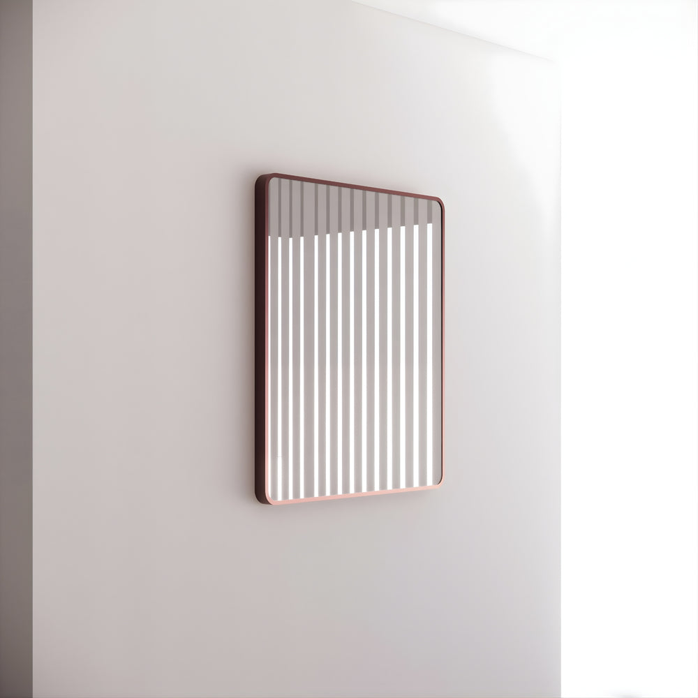 RIVA FRAMED MIRROR RECTANGLE WALL MOUNTED BRUSHED COPPER 900X750MM