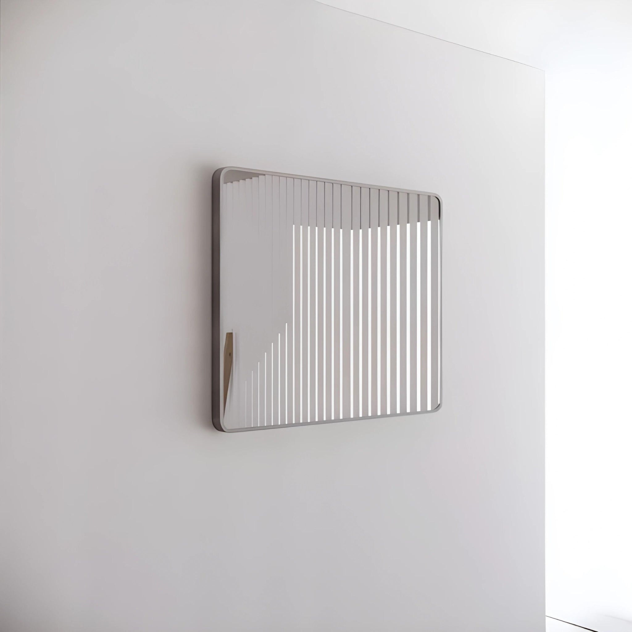 RIVA FRAMED RECTANGULAR MIRROR WALL MOUNTED BRUSHED NICKEL 750X900MM