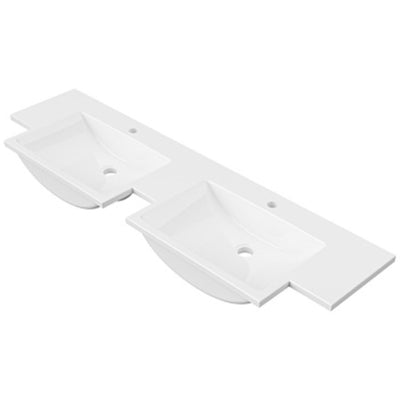 DUROCLASS MONACO FORWARD GLOSS WHITE DOUBLE BOWL SEMI-RECESSED VANITY TOP (AVAILABLE IN 1500MM AND 1800MM)