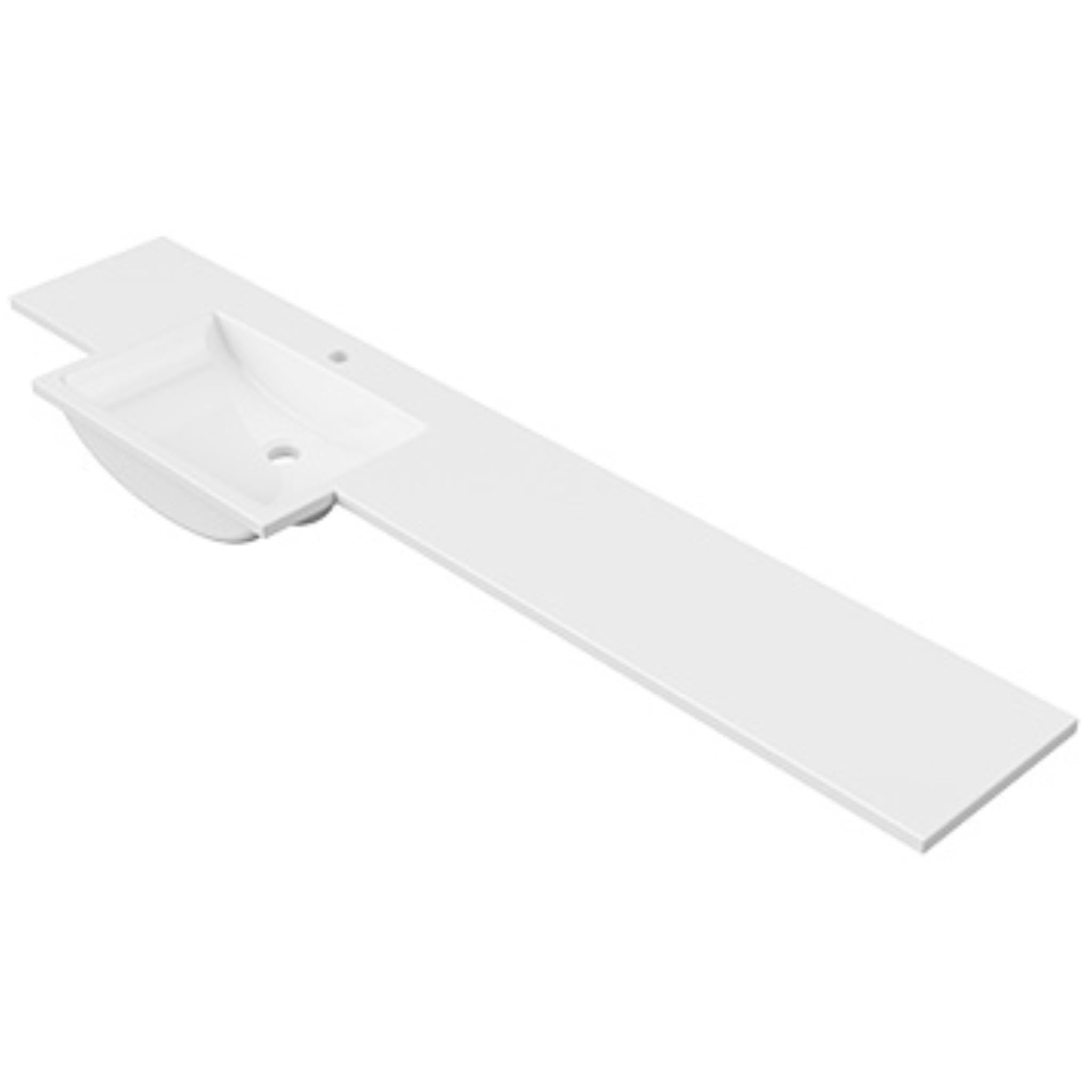 DUROCLASS MONACO FORWARD GLOSS WHITE OFFSET SINGLE BOWL SEMI-RECESSED VANITY TOP 1830MM