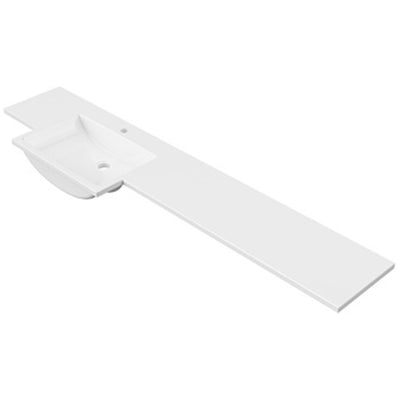 DUROCLASS MONACO FORWARD GLOSS WHITE OFFSET SINGLE BOWL SEMI-RECESSED VANITY TOP 1830MM