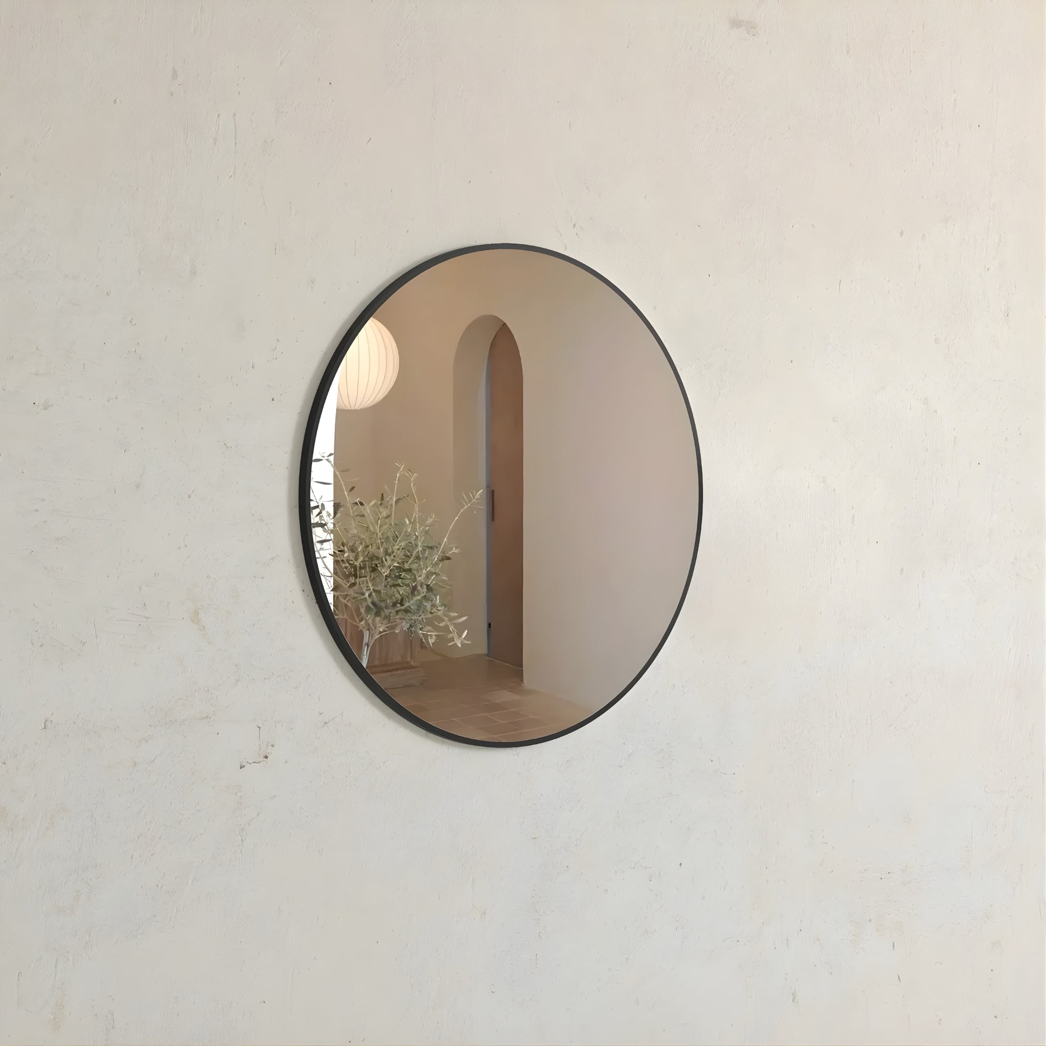 OTTI LONDON MATTE BLACK ROUND MIRROR 700X700MM