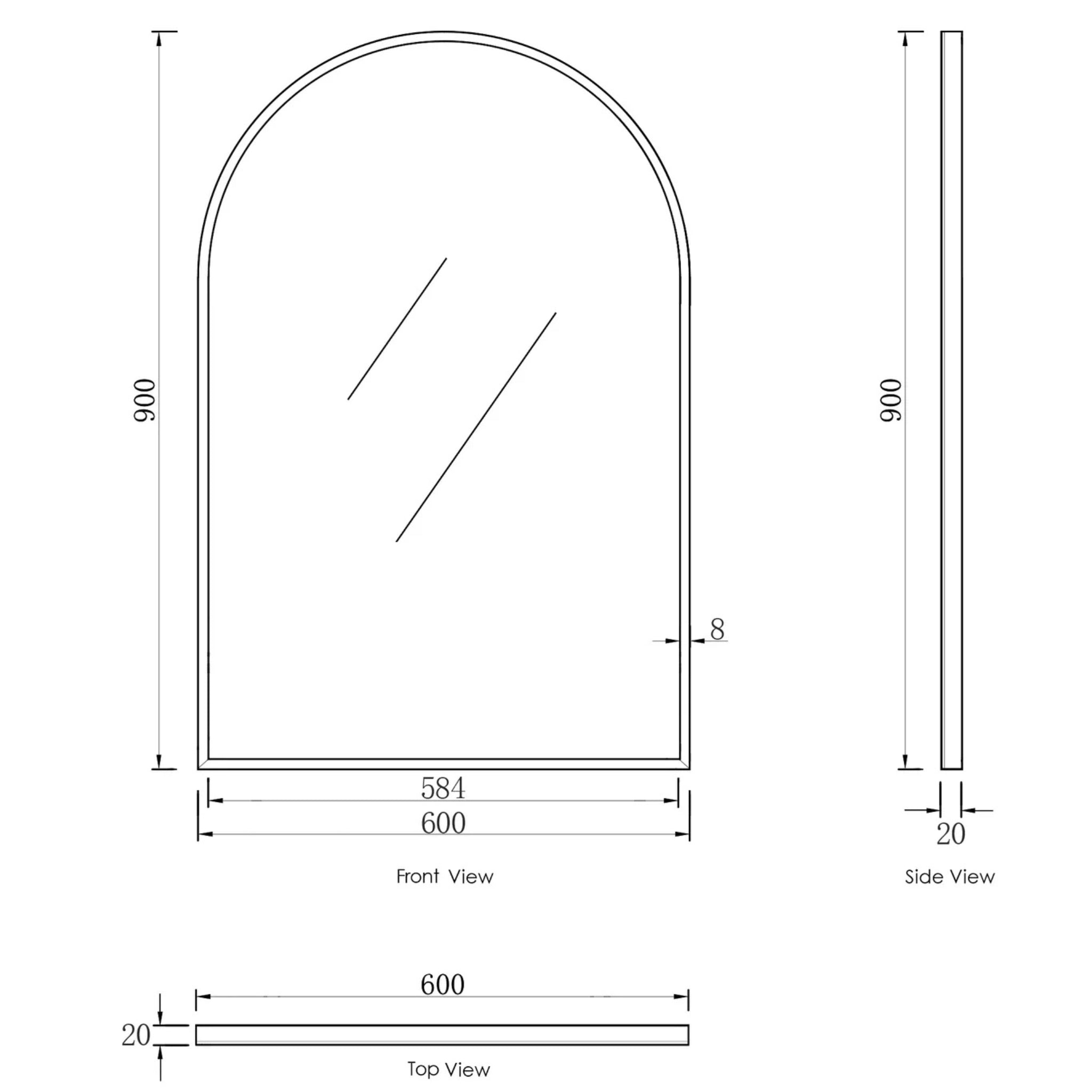 OTTI ARCHIE METAL FRAMED MIRROR WHITE 600X900MM