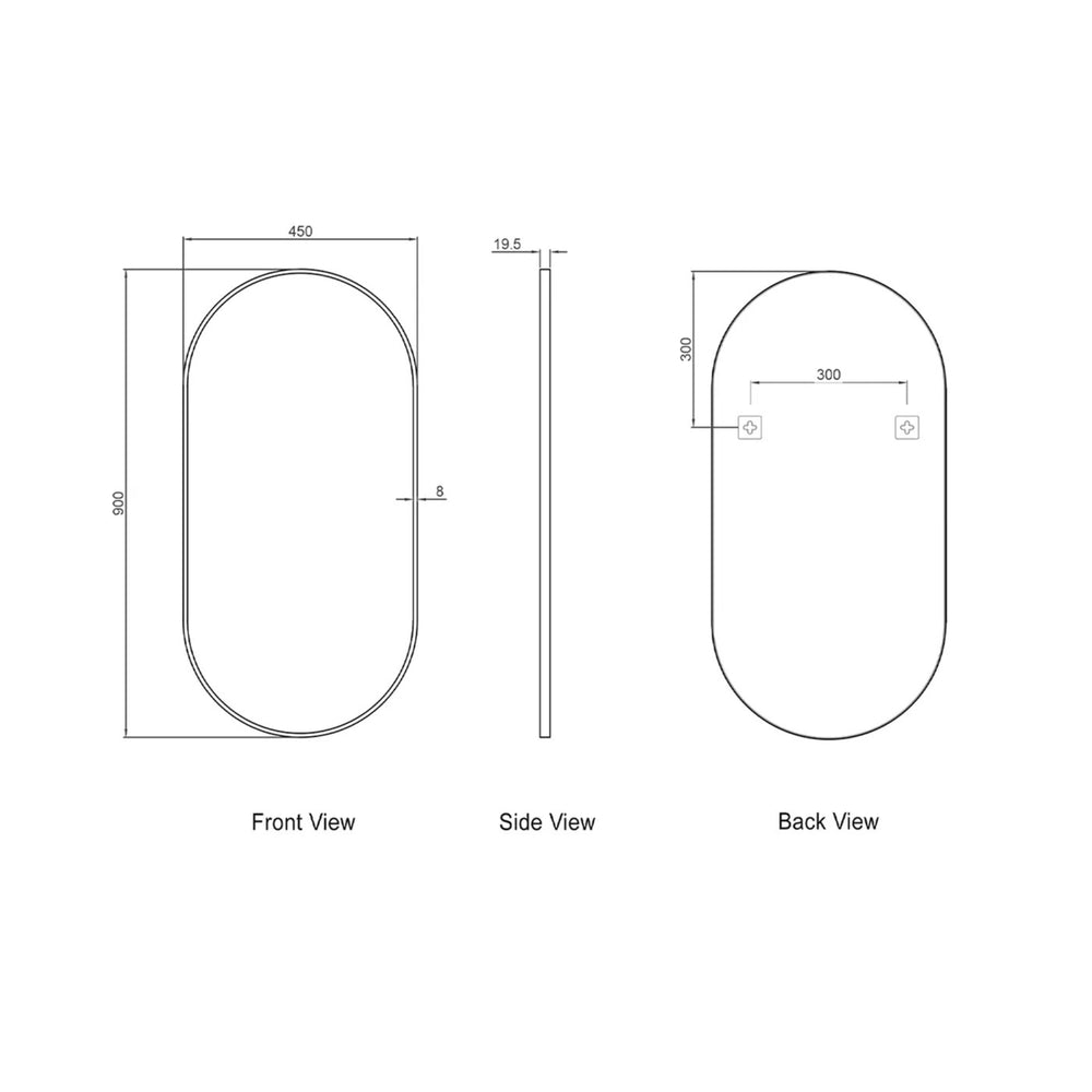 OTTI NOOSA METAL FRAMED MIRROR WHITE 450X900MM