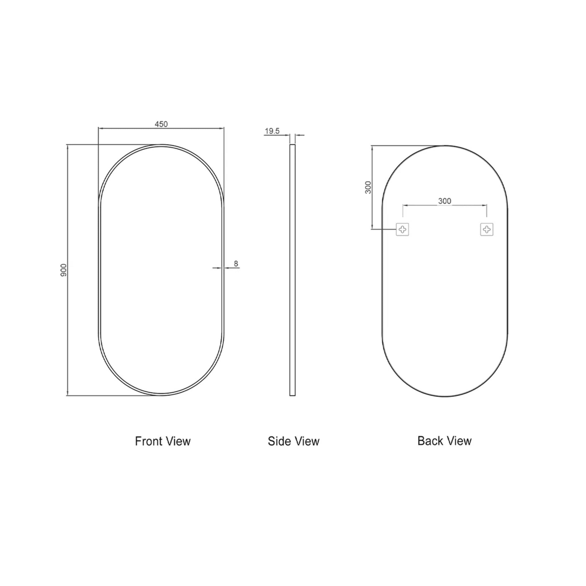 OTTI NOOSA METAL FRAMED MIRROR WHITE 450X900MM