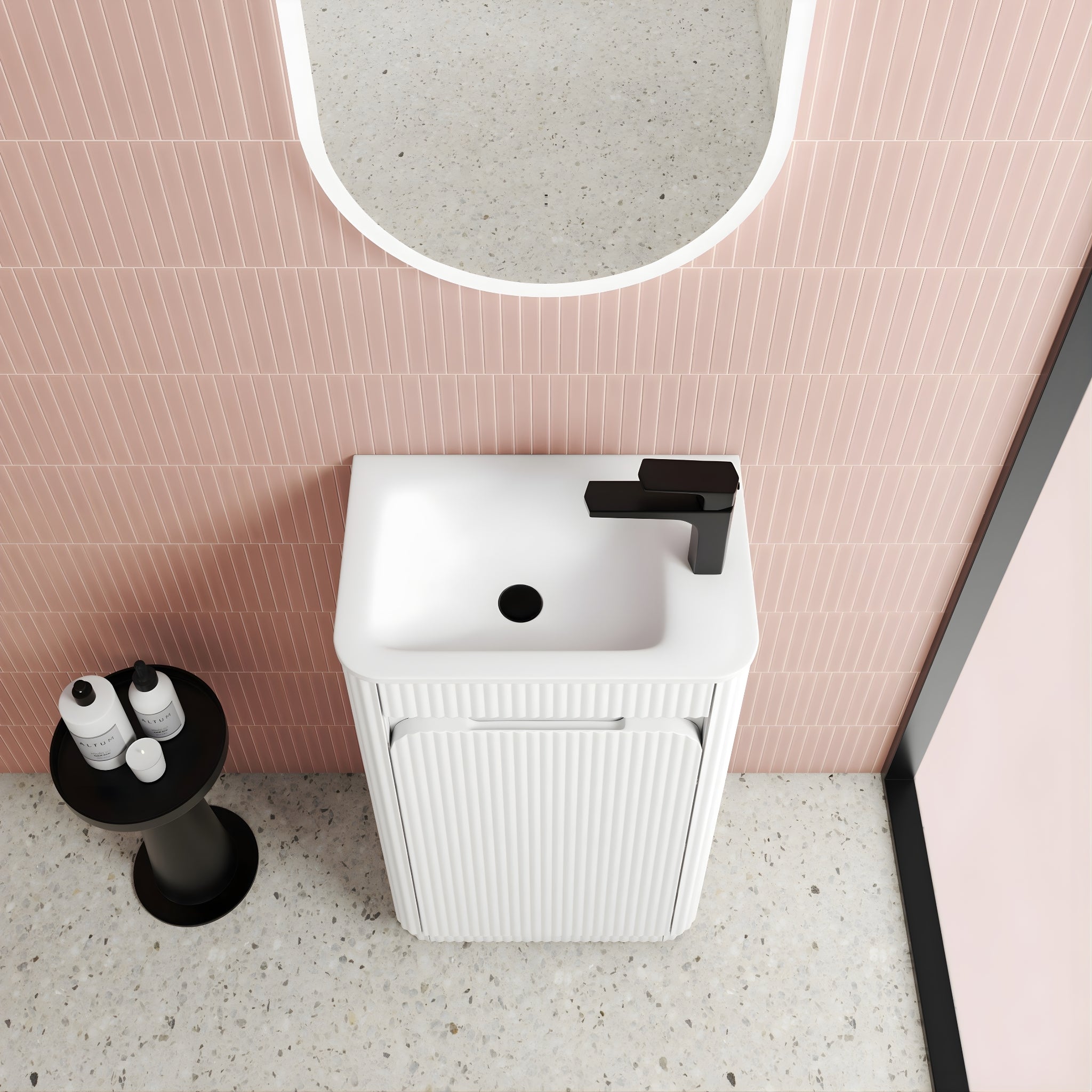 AULIC MINI HARTELLE MATTE WHITE 450MM SPACE SAVING FLOOR STANDING VANITY