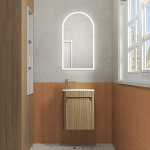 AULIC MINI HARTELLE HARVEST OAK 450MM SPACE SAVING WALL HUNG VANITY
