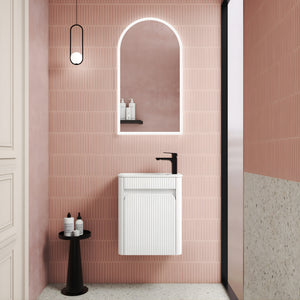 AULIC MINI HARTELLE MATTE WHITE 450MM SPACE SAVING WALL HUNG VANITY