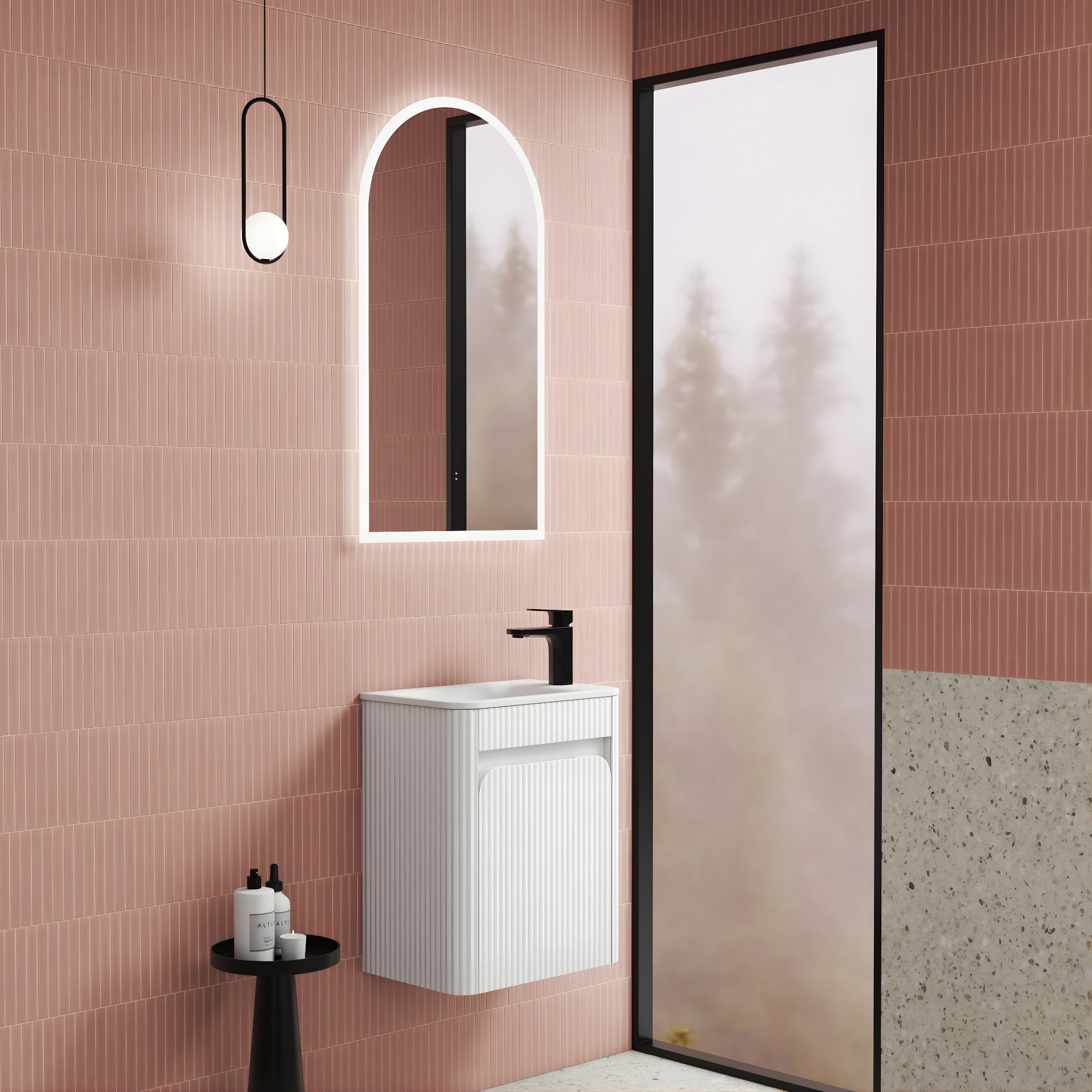 AULIC MINI HARTELLE MATTE WHITE 450MM SPACE SAVING WALL HUNG VANITY