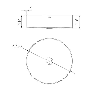 OLIVERI MILAN ROUND STAINLESS STEEL COUNTER TOP BASIN COPPER 400MM