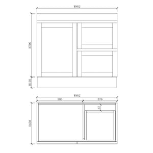 RIVA MIAMI MATTE WHITE 900MM SINGLE BOWL FLOOR STANDING VANITY (AVAILABLE IN LEFT AND RIGHT HAND DRAWER)