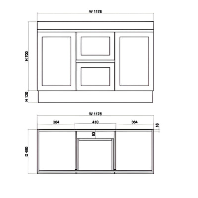 RIVA MIAMI MATTE WHITE 1200MM DOUBLE BOWL FLOOR STANDING VANITY