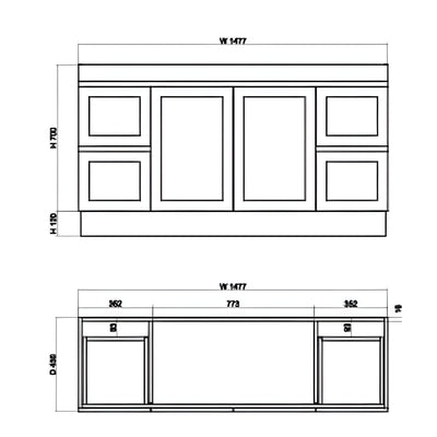 RIVA MIAMI MATTE WHITE 1500MM SINGLE BOWL FLOOR STANDING VANITY