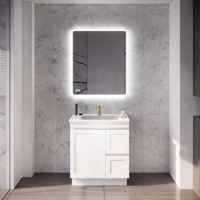 RIVA MIAMI MATTE WHITE 750MM SINGLE BOWL FLOOR STANDING VANITY (AVAILABLE IN LEFT AND RIGHT HAND DRAWER)