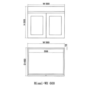 RIVA MIAMI MATTE WHITE 600MM SINGLE BOWL WALL HUNG VANITY