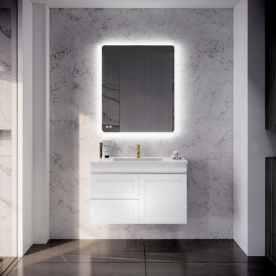 RIVA MIAMI MATTE WHITE 900MM SINGLE BOWL WALL HUNG VANITY (AVAILABLE IN LEFT AND RIGHT HAND DRAWER)