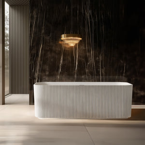 RIVA MILANO V-GROOVE FREE STANDING NON OVERFLOW BATHTUB 1500MM GLOSS WHITE