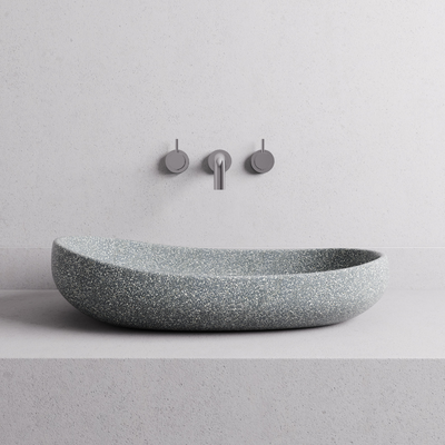 MADU MILLA OVAL ABOVE COUNTER BASIN TERRAZO STONE GREY 580MM