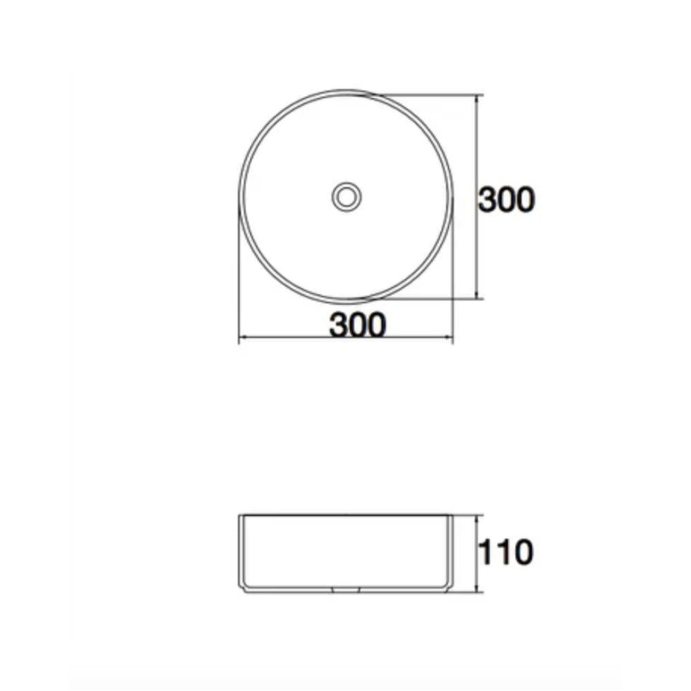 CLAYA ROUND ABOVE COUNTER BASIN MATTE BLACK 300MM