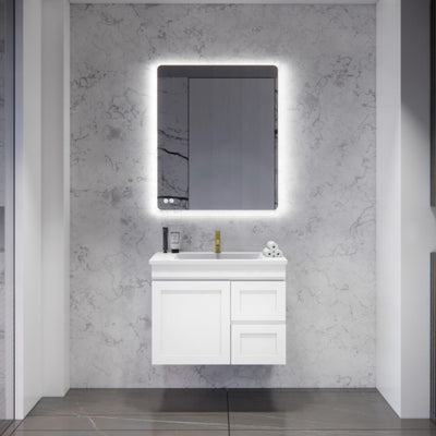 RIVA MIAMI MATTE WHITE 750MM SINGLE BOWL WALL HUNG VANITY (AVAILABLE IN LEFT AND RIGHT HAND DRAWER)
