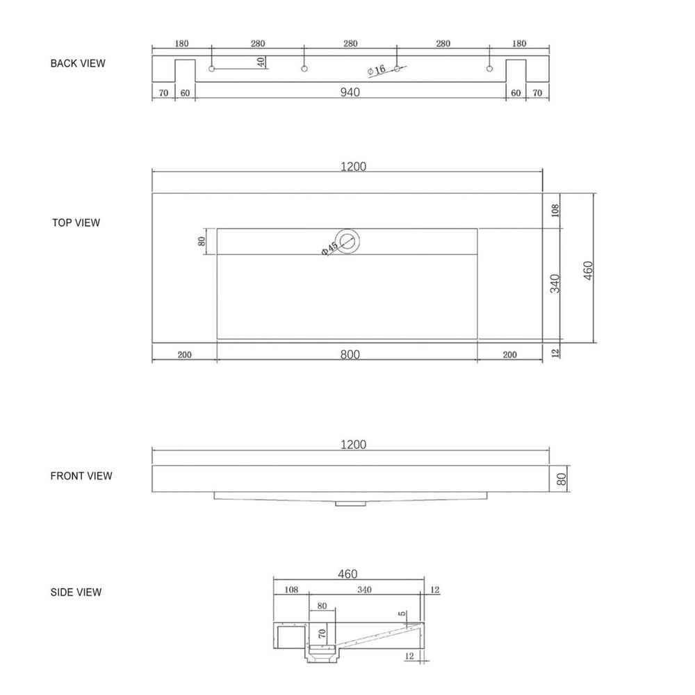 OTTI MOONLIGHT WHITE 1200MM DOUBLE BOWL WALL HUNG CABINET AND BASIN