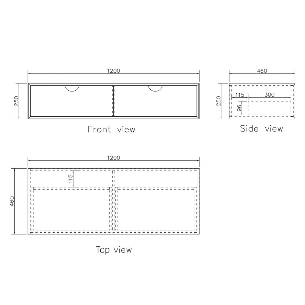 OTTI MOONLIGHT WHITE 1200MM DOUBLE BOWL WALL HUNG CABINET AND BASIN