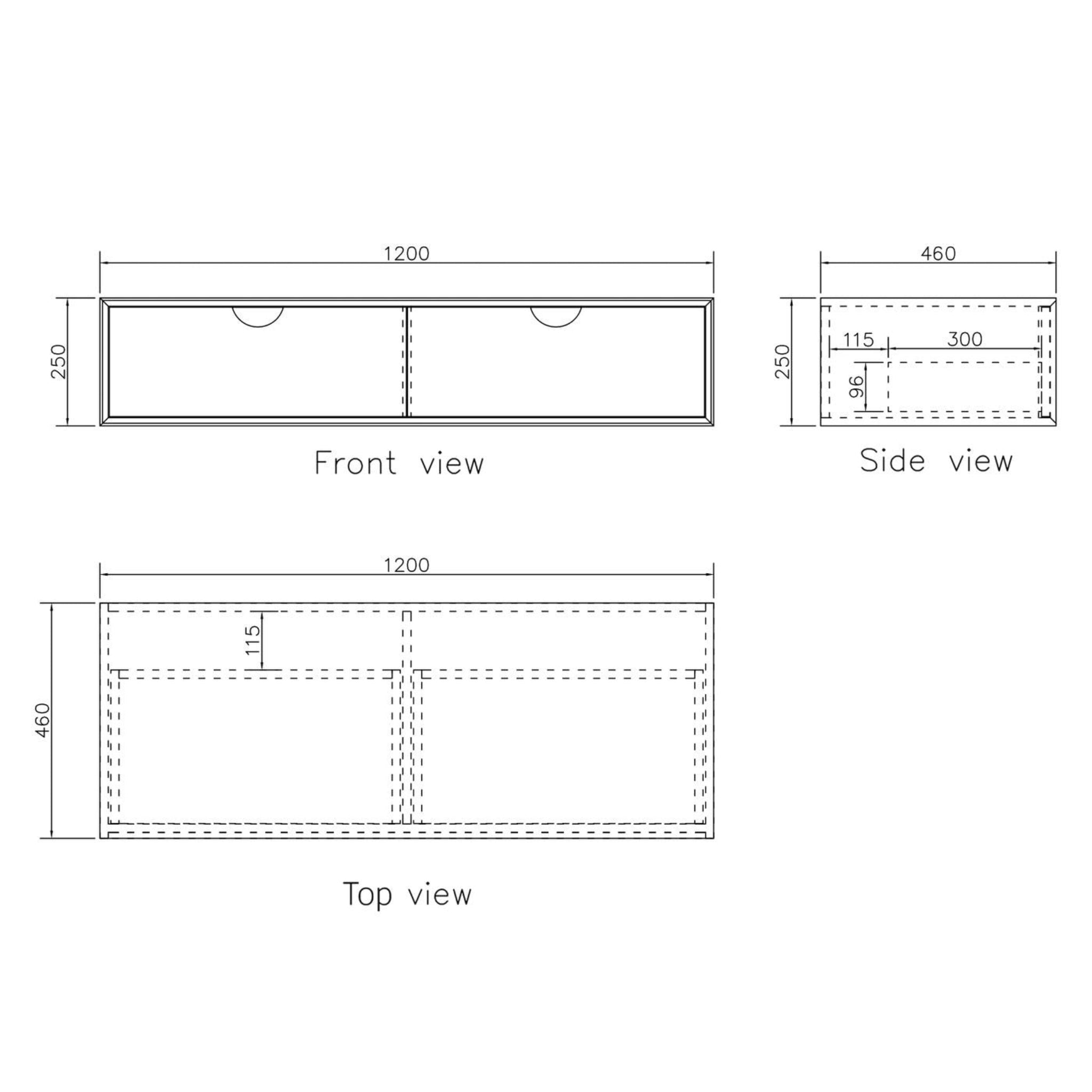 OTTI MOONLIGHT WHITE 1200MM DOUBLE BOWL WALL HUNG CABINET AND BASIN